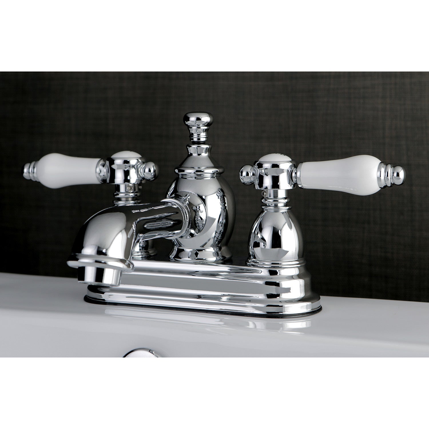 Kingston Tulare KS7001BPL - Bel-Air Double-Handle 3-Hole Deck Mount 4-Inch Centerset Bathroom Faucet with Brass Pop-Up, Polished Chrome — thumbnail 2